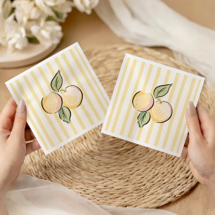 Gele gestreepte oranje citrus baby shower servet