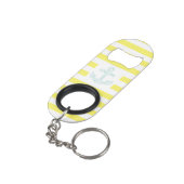 Gele gestreepte scheepsanker mini flessenopener (Achterkant Gekanteld)