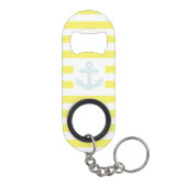 Gele gestreepte scheepsanker mini flessenopener (Achterkant)
