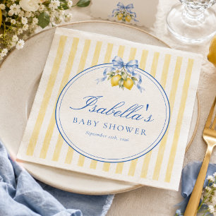 Gele gestreepte zomer luxe citrus baby shower servet