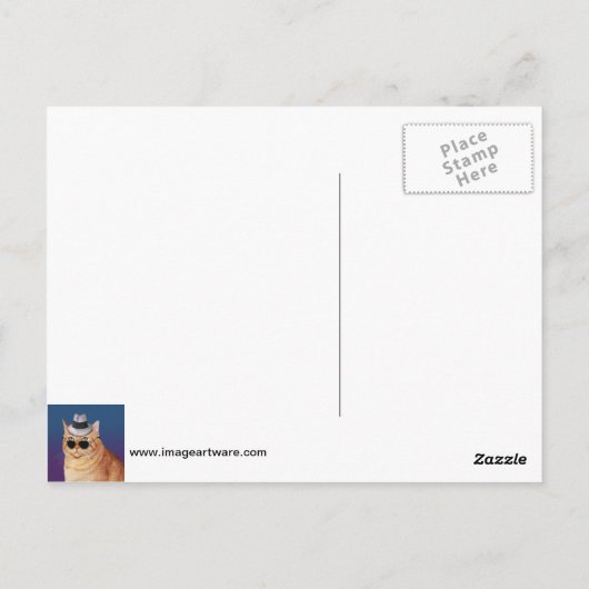 Gele gestripte kat met zonnebril en Pet Briefkaart (Achterkant)