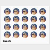 Gele gestripte kat met zonnebril en Pet Ronde Sticker (Vel)