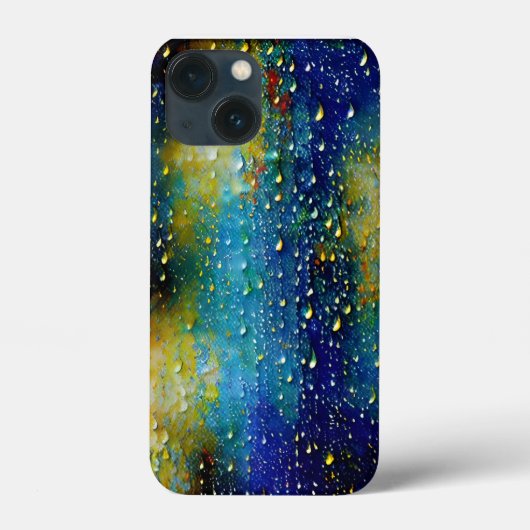 Gele getextureerde Blauwe Crisis Heldere Raindrop Case-Mate iPhone Case (Achterkant)