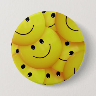 Gele gezichten ronde button 7,6 cm