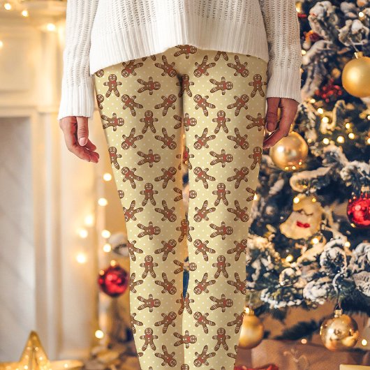 Gele Gingerbread Man Polka Dot Kerstmis Leggings