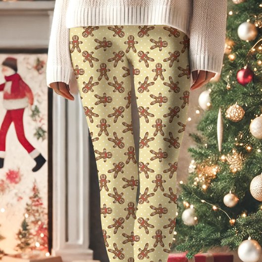 Gele Gingerbread Man Polka Dot Kerstmis Leggings