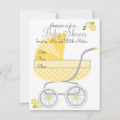 Gele Gingham Baby Buggy Kaart (Voorkant)