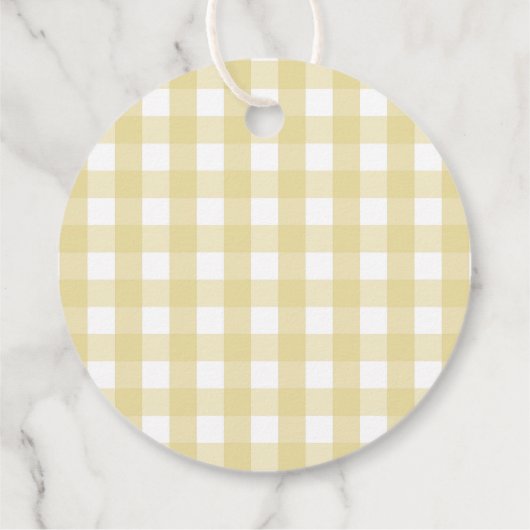 Gele Gingham Banana Party Favor Dank u Labels (Achterkant)