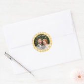 Gele Gingham Bedankje Foto Ronde Sticker (Envelop)