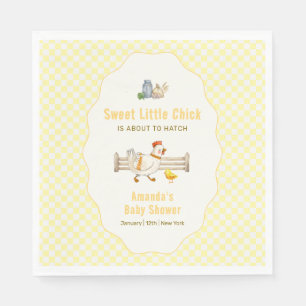 Gele Gingham Boerderij Verse Kuikens Baby Shower Servet