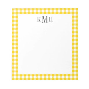 Gele Gingham Check Border Yellow Notepad Notitieblok