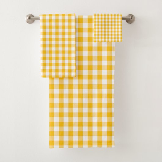 Gele Gingham Check Pattern Bad Handdoek (Insitu)