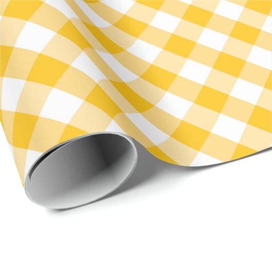 Gele Gingham Check Pattern Cadeaupapier (Rol Hoek)