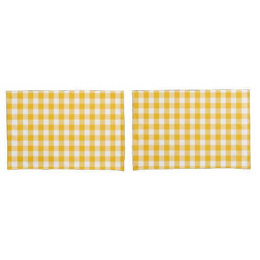 Gele Gingham Check Pattern Kussensloop (Voorkant-Set)