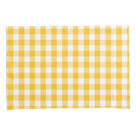 Gele Gingham Check Pattern Kussensloop (Voorkant-Rechts)