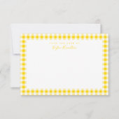 Gele Gingham Check Personal Stationery Bedankkaart (Voorkant)