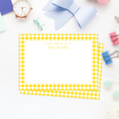 Gele Gingham Check Personal Stationery Bedankkaart