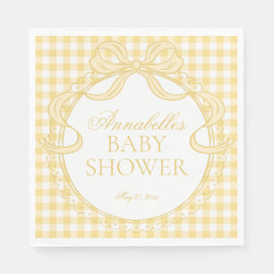 Gele Gingham Coquette Strik Babyshower Dessert Servet