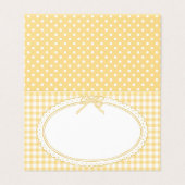 Gele Gingham Coquette Strik Plaatskaart Tafel Deco Kaart (Buitenkant ongevouwen)