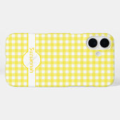 Gele Gingham geruite Monogram Aangepaste Case-Mate iPhone Case (Achterkant (horizontaal))