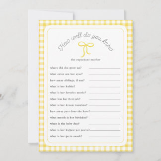 Gele gingham Hoe goed ken je douchespel Kaart