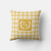 Gele Gingham Monogram Crest Kussen (Achterkant)