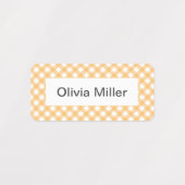 Gele gingham naamlabels voor schoolkamp kinderopva labels (Design 2)