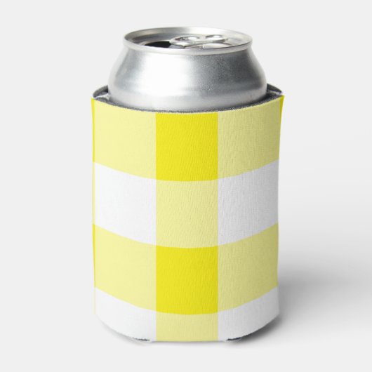 Gele Gingham Pattern Blikjeskoeler (Blikje Voorkant)