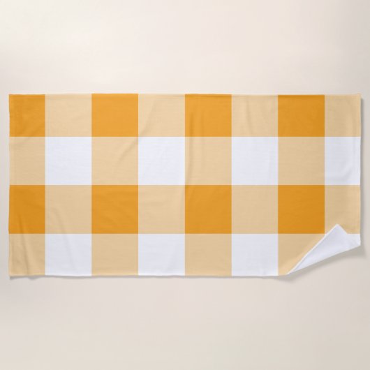 Gele Gingham Pattern Strandlaken (Voorkant)
