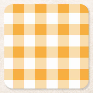 Gele Gingham Pattern Vierkante Kartonnen Onderzetter