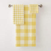Gele Gingham Plaid en Houndstooth Handdoek Set (Insitu)