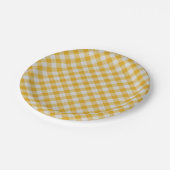 Gele Gingham Pset Checkered Pattern Papieren Bordje (Gekanteld)