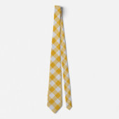 Gele Gingham Pset Checkered Pattern Stropdas (Voorkant)