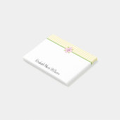 Gele Gingham Roze Bloem gepersonaliseerd Post-it® Notes (Schuin)