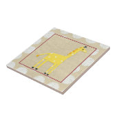 Gele Giraffe met White Polka Dots Tegeltje (Zijkant)