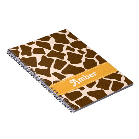 Gele Giraffe Print Spiral notebook Journal Notitieboek (Rechterzijde)