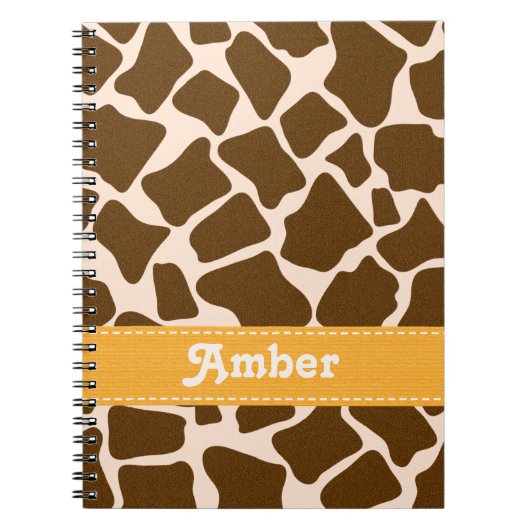 Gele Giraffe Print Spiral notebook Journal Notitieboek (Voorkant)