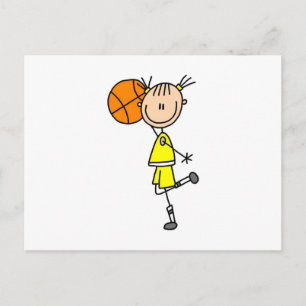 Gele-Girl Basketball Player T-shirts en cadeautjes Briefkaart