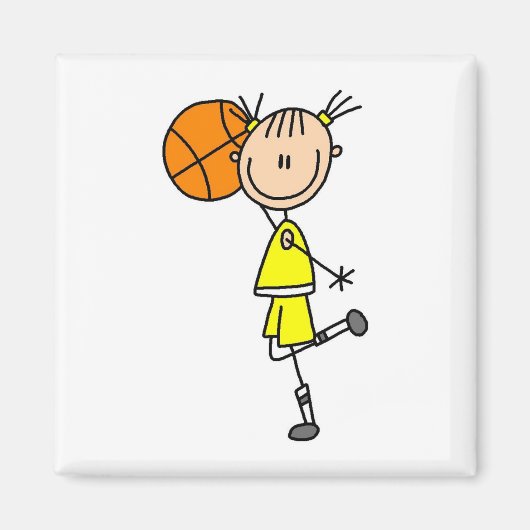 Gele-Girl Basketball Player T-shirts en cadeautjes Magneet (Voorkant)