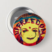 Gele glimlach voor vrijheid ronde button 7,6 cm (Voorkant /achterkant)