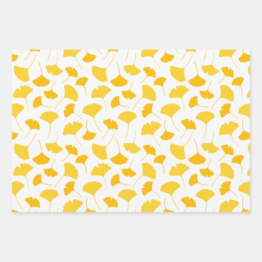 Gele glinkgo Leaf Pattern Inpakpapier Vel (Voorkant)