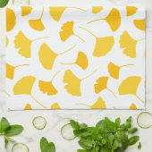 Gele glinkgo Leaf Pattern Theedoek (Gevouwen)