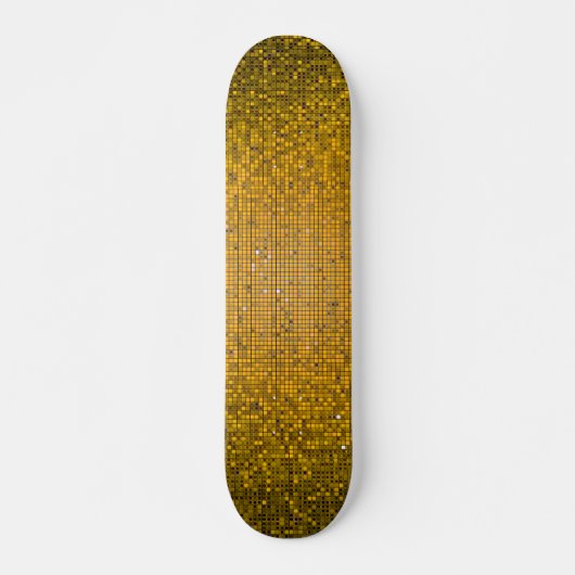 Gele Glitter Sequin Disco Old School Skateboard (Voorkant)