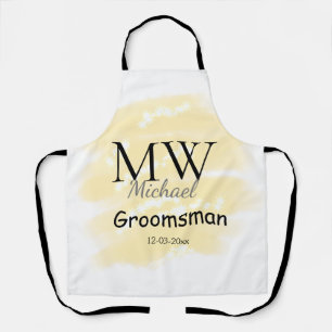 Gele glitters voeg je naam bruidsjonker cadeau wor schort