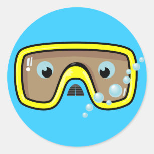 Gele Goggles Ronde Sticker