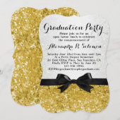 Gele-Gold Glittery Graduation Party Invitation Kaart (Voorkant / Achterkant)