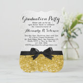 Gele-Gold Glittery Graduation Party Invitation Kaart (Staand voorkant)
