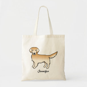 Gele Golden Retriever Cartoon Dog & Custom Name Tote Bag