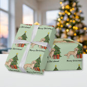 Gele Golden Retriever hond en kerstboom Cadeaupapier