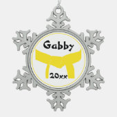 Gele gordel voor martiumarts tin sneeuwvlok ornament (Voorkant)